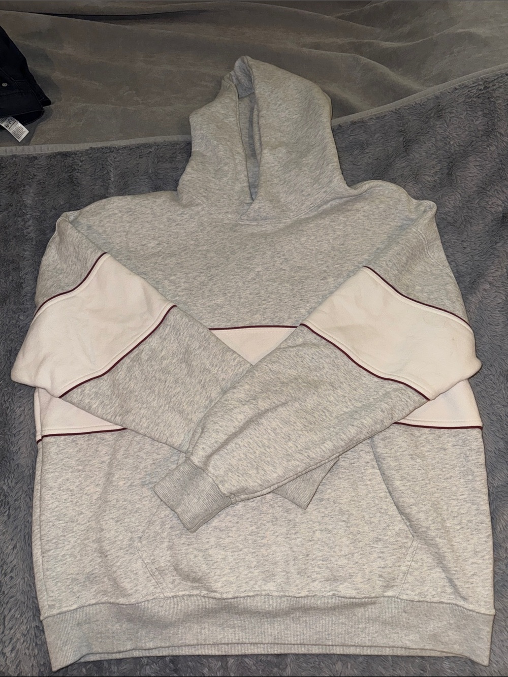 Abercrombie & Fitch Essential Popover Hoodie. White and red Panel Detail